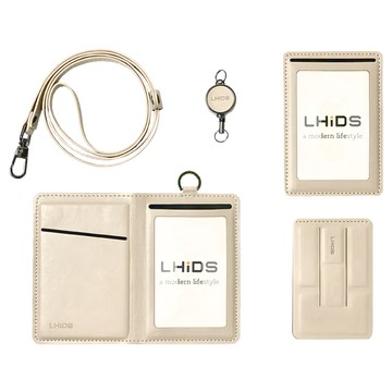 LHiDS 翻轉磁吸識別證  直式 10.5 x 14.4cm 折疊 10.5 x 7cm  砂礫杏