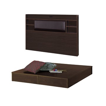 【顛覆設計】二件組 靠枕插座床頭片+6分床底(雙人5尺)雪松色