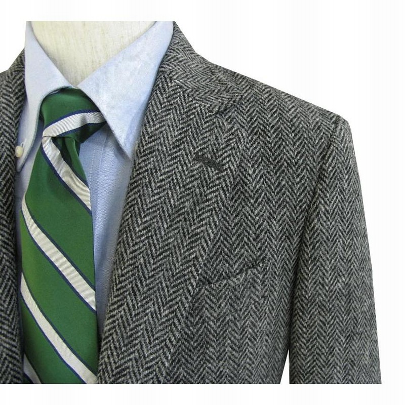 ハリスツイード×ムーアズ　テーラードジャケット　くるみボタン　ヘリンボーン Harris Tweed - 90s 古着 ハリスツイード テーラードジャケット