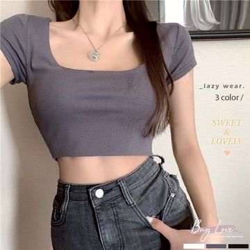 【買到戀愛】隔日到貨 白色性感款大U短版短袖棉T T恤 短T 露肚T 短版【FA10244】