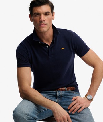 Superdry Men's Classic Pique Polo Shirt Navy Size: M
