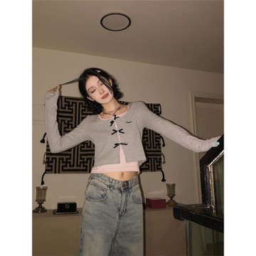 吵吵家 針織衫女秋款美式復古修身辣妹純欲吊帶背心兩件套上衣F