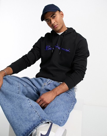 Ben Sherman colour block zip through hoodie in black