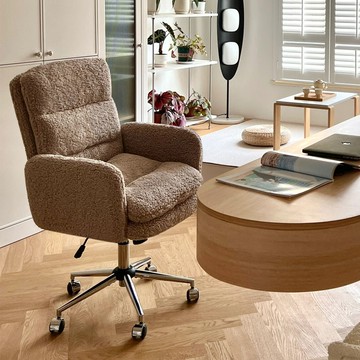 免運 電腦桌椅 家用臥室女生電腦椅靠背升降轉椅書桌寫字椅子羊羔絨網紅梳妝凳子S0106快速出貨