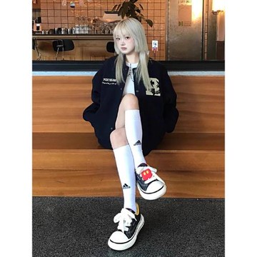 美式復古夾棉棒球服女秋冬字母刺繡重磅情侶夾克寬松休閑加厚外套