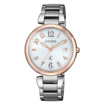 CITIZEN xC光動能閃耀時刻腕錶-銀X玫瑰金(EO1195-51A)33mm
