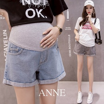 ANNE｜孕婦牛仔短褲 托腹褲 腰圍可調【AP10206】孕婦裝 孕婦褲 顯瘦 牛仔褲 薄款 牛仔短褲