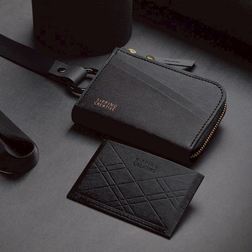 L型零錢包/短夾_極簡黑【可加購雷雕刻字】