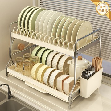 【大容量瀝水】碗碟收納架 廚房置物架 瀝水架 碗架 碗盤架 筷子筒 檯面收納 不鏽鋼材質 可拆卸清洗 節省空間