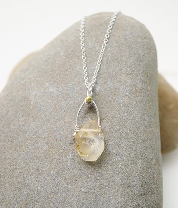 不能歸類系列-原礦黃水晶‧純銀鍊項鍊