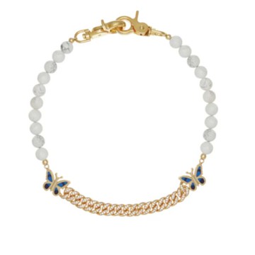 White turquoise gold butterfly Wallet Chain 46cm