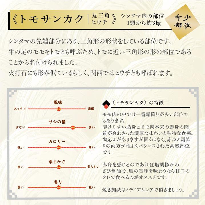 淡路和牛 希少部位トモサンカク ヒウチ 150g 1名様用 焼肉用 黒毛和牛 シンタマ モモ 霜降り肉