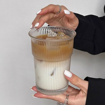 反口透明玻璃杯女高顏值水杯大容量夏天冷飲杯子辦公室家用喝水杯