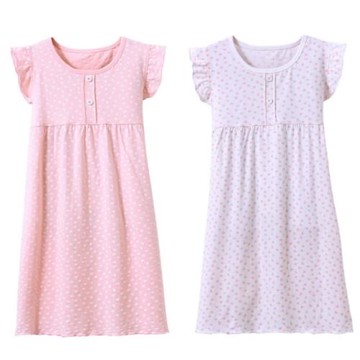 優貝選 高質感甜美荷葉袖愛心兒童長裙睡衣