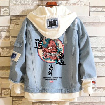 衛衣男連帽春秋款外套2019年新款韓版潮流寬松學生假兩件牛仔外套