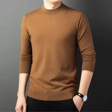 【巴黎精品】現貨+預購 頂級長袖針織衫直筒褲休閒外套秋冬大碼男裝-桑蠶絲+綿羊毛半高領男上衣7色a1lf3