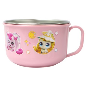 流星 奇妙萌可 防滑不鏽鋼麵碗  1個  粉色