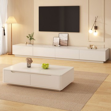 奶油風電視櫃客廳家用小戶型2025新款高級感落地茶幾電視機組合櫃[DD220109]
