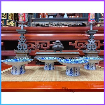 ✨台灣出貨✨高腳小盤 日式點心宴 宴王擺設 青花瓷 點心宴 宴王用品 青花瓷高腳果碟 糕點盤 糖果盤 零食盤 瓷盤點心盤