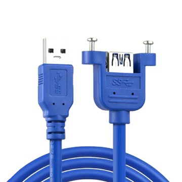 【易控王】0.3~1.5M USB3.0公對母帶耳延長線 螺絲緊固 多層屏蔽(30-729-01-00)