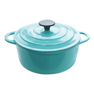 鍋寶 琺瑯鑄鐵鍋 2.7公升 鍋身、鍋蓋/鑄鐵材質琺瑯塗層  湖水綠  1個