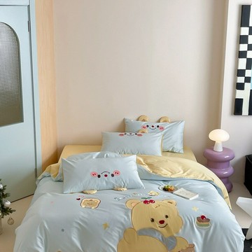 卡通兒童長絨棉四件套男女孩全棉貼布繡可機洗四季通用款床上用品