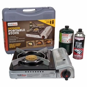 Grill Boss 90057 Dual Fuel Camp Stove  Works with both Butane and Propane  Perfect for Camping  Hiking  Emergency Cooking