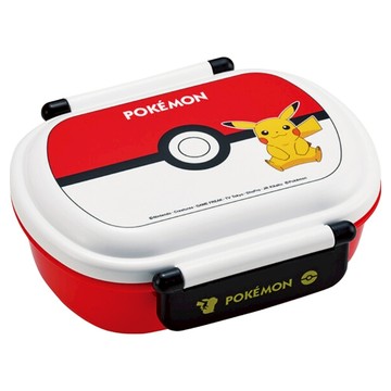 Skater 橢圓形塑膠雙扣便當盒 360ml 寶可夢精靈球  紅白  1個