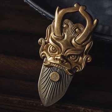 黃銅不鏽鋼鑰匙扣小刀,拆包裹刀,拆信刀,睚眥龍頭刀,霸氣掛件把玩