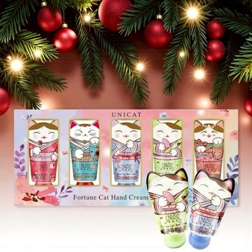 【UNICAT 變臉貓】花花世界 護手霜禮盒(5入/盒)+小萌貓護手霜乳木果香25ml+藍風鈴香25ml