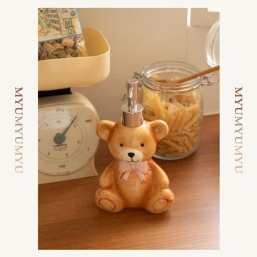 隔日到貨｜Cute Ours 熊熊陶瓷按壓瓶 洗手乳瓶 沐浴乳罐 可愛造型 居家衛浴擺飾｜MYUMYU 沐慕家居 台灣