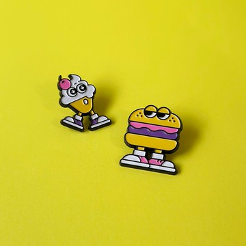 美式漢堡與冰淇淋 金屬徽章 別針 胸針