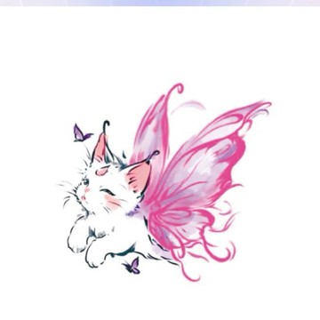 【✨優選精品】【3207人好評】夢幻小貓咪追逐蝴蝶彩色紋身貼ins小清新少女心甜酷手臂鎖骨彩繪