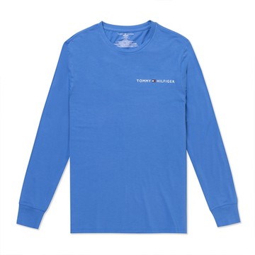TOMMY 熱銷印刷機能排汗圖案長袖T恤-水藍色