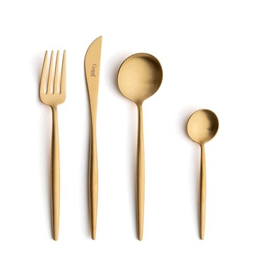 MOON系列-霧金不銹鋼-主餐刀叉匙咖啡匙-4件組