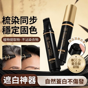 黑髮棒 一次性染髮棒 自然遮蓋白髮美髮棒 易上色 防水 應急補色 便攜美髮筆 梳染同步 穩定固色 物理遮蓋 不傷頭皮