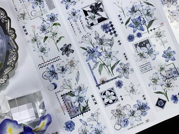 復古百合 PET 紙膠帶 貝殼光