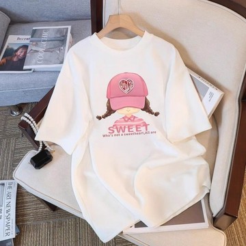 【PING'S🌞】夏季胖MM 爆款 T恤 短袖 T恤 男女 新款 白色 歐貨 體恤 設計感 小衆 夏裝 休閒 上衣