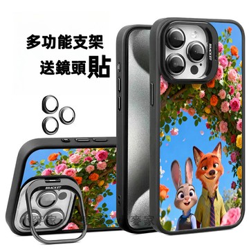 《卡通朱迪尼克》 磁吸鏡頭金屬支架手機殼 iPhone 17 16 15 14 13 12 11 Pro Max保護殼