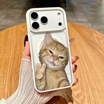 比耶貓咪 馬卡龍磁吸充電蘋果18 適用iphone 17 pro max16 15 14 13 12 11手機殼防摔