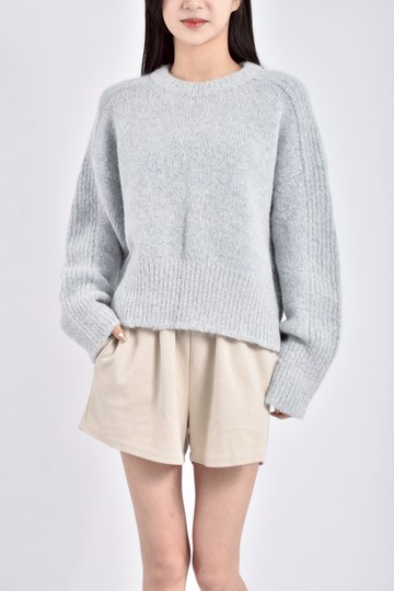 (F) approach質感針織長袖素面灰色毛衣