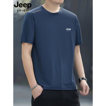 (免運)JEEP吉普冰絲短袖t恤男夏季休閑圓領垂感百搭運動上衣T體恤衫寬松