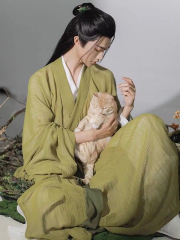 公司貨 免運 直裾男士漢服中國風魏晉制冷色系古裝衣服男全套男生古風帥氣抖音