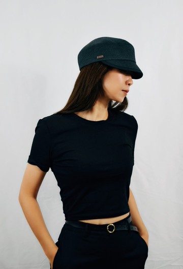 美式編織報童帽-黑色