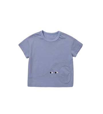 【出清優惠】淨色拼接棉T  白/藍