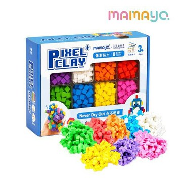 【mamayo】像素黏土/無毒立方黏土/建構式黏土8色組(1200顆/附教學說明/台灣製)