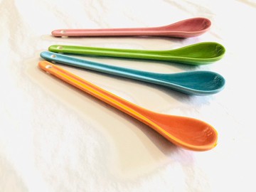 經典四色  四件組 攪拌勺 咖啡匙 家用陶瓷湯匙 優質陶瓷燒製