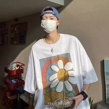 【隔日到貨】260G重磅純棉短袖男 美式復古短T 男生衣服 寬鬆t恤 小領口寬鬆短袖 百搭短t 男女同款上衣 運動上衣