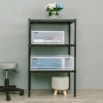 dayneeds 沖孔 75x45x120cm三層收納架(烤漆黑) 層架/置物架/儲藏架