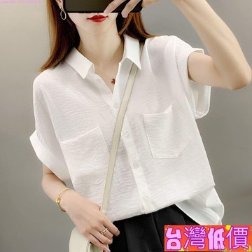 悅裳💎台灣免運💎【1569人收藏】新款夏季簡約風女短袖小清新減齡薄款寬鬆大尺碼顯瘦襯衫上衣韓風女裝設計感